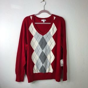 St John Bay V Neck Red Sweater